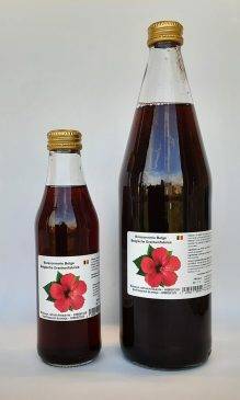www.aainvest.be Aainvest srl. Boisson hibiscus. Hibiscus drankje. Hibiscus drink. 250 ml, 750 ml. Boissonnerie belge Belgische drankenfabriek